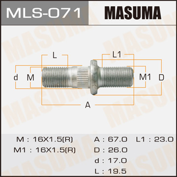 Шпилька для грузовика Masuma OEM_90942-02050 Toyota Фотография Masuma MLS071