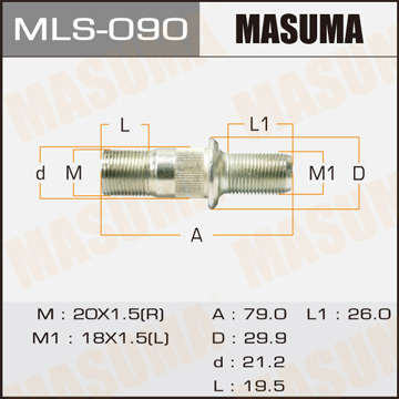 Шпилька колесная M20x1.5(R) / M18x1.5 (L) Isuzu Фотография Masuma MLS090