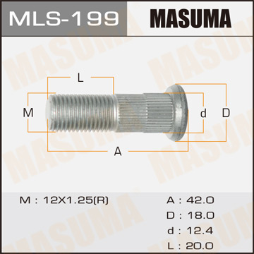 Шпилька колесная m12x1.25x22 l 42 Фотография Masuma MLS199