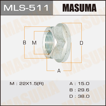Гайки ШРУСа Masuma 22x1.5x15. 30 упаковка 12 штук Фотография Masuma MLS511