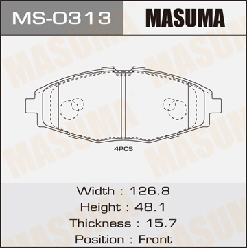 Колодки дисковые Masuma DAEWOO.MATIZ.V800. V1000 front (1.12) Фотография Masuma MS0313