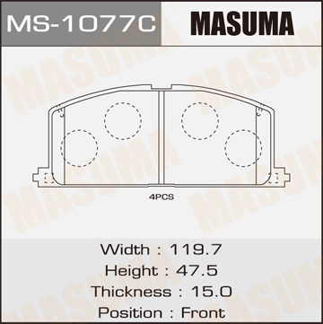 Колодки тормозные дисковые передние Фотография Masuma MS1077