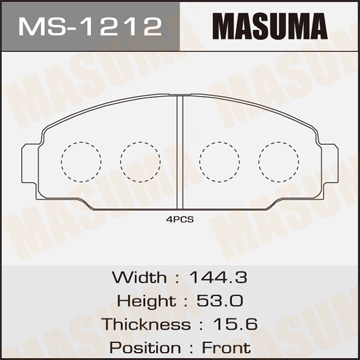 Колодки тормозные дисковые передние Фотография Masuma MS1212