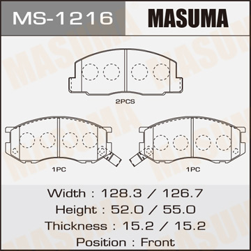 Колодки тормозные дисковые передние Фотография Masuma MS1216