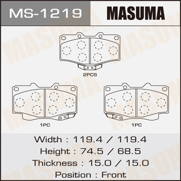 Колодки тормозные дисковые передние Фотография Masuma MS1219
