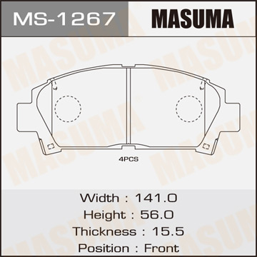 Колодки тормозные дисковые передние Фотография Masuma MS1267
