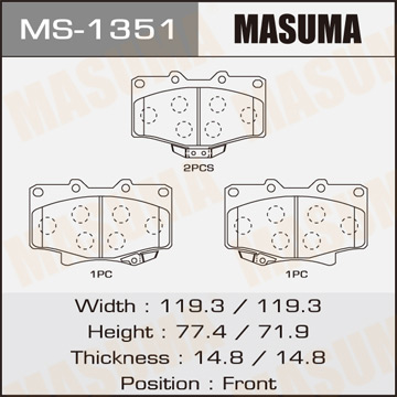 Колодки тормозные дисковые передние Фотография Masuma MS1351