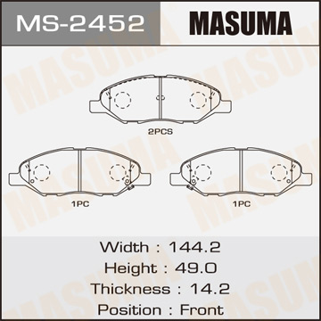 Колодки тормозные дисковые передние Фотография Masuma MS2452