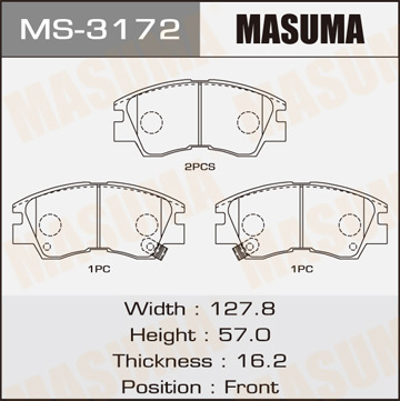Колодки дисковые Masuma AN-233K (1.12) Фотография Masuma MS3172