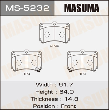 Колодки тормозные дисковые передние Фотография Masuma MS5232