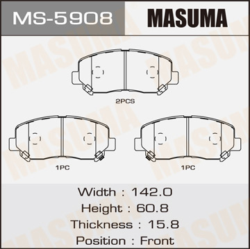 Колодки передние MAZDA CX-5 2.0 2012 - по наст. время MAZDA CX-5 2.5 Фотография Masuma MS5908