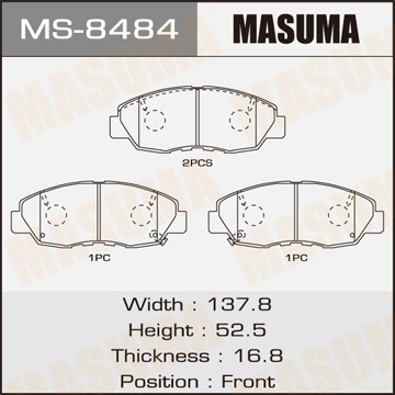 Колодки тормозные дисковые передние Фотография Masuma MS8484