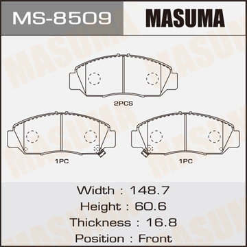 Колодки тормозные дисковые передние Фотография Masuma MS8509