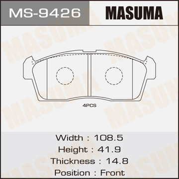 Колодки тормозные дисковые передние Фотография Masuma MS9426