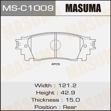 Колодки тормозные дисковые задние Фотография Masuma MSC1009