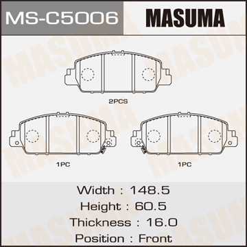 Колодки дисковые Masuma ACCORD. CP2 2013- front (1.12) Фотография Masuma MSC5006