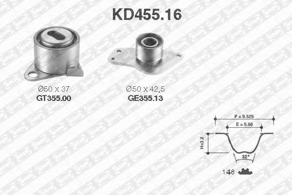 KD455 16 рем к-кт ГРМ Renault R19 Clio Megane 1 8 2 0 V16 89-99 Фотография NTN/SNR KD45516