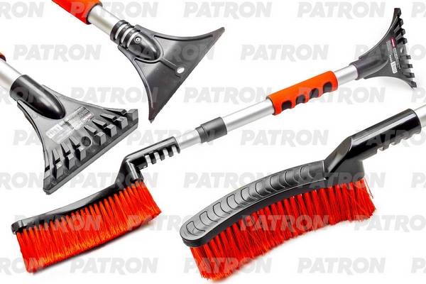 Щетка для снега 700-1000 мм телескопическая, скребок 14.5 см, 4-х рядная щетина 210 мм Фотография PATRON PAW999