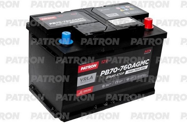 Аккумулятор AGM 12V 70AH 760A ETN 0(R+) L3 278x175x190mm B13 20,8kg Фотография PATRON PB70760AGMC