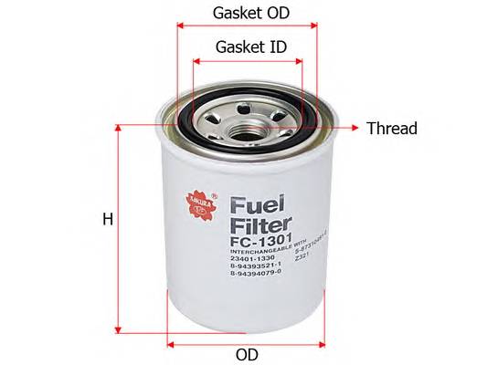 Фильтр топливный ISUZU BIGHORN 3.0 TD 4JX1-T UBS73GW 1998-2002 OPEL MONTEREY 3.0 Фотография Sakura FC1301