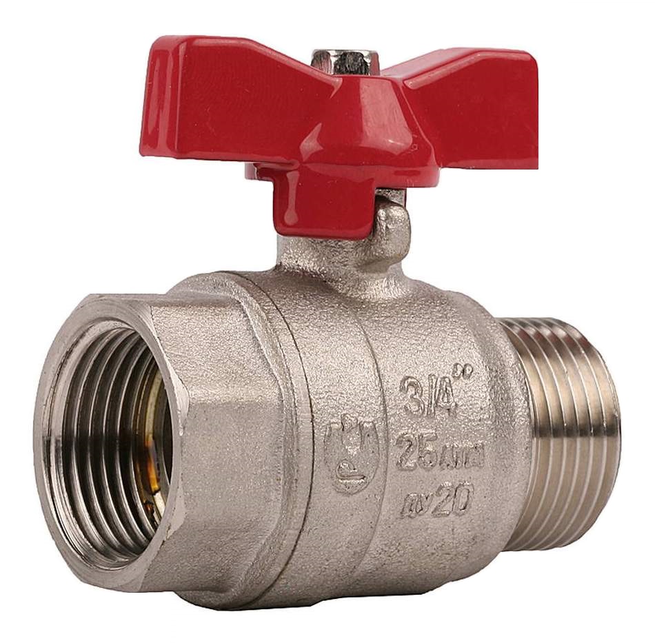 Кран Зубр шаровой 1/2 полнопроходной мама-мама . бабочка. никелированная латун Фотография ЗУБР 51353N12