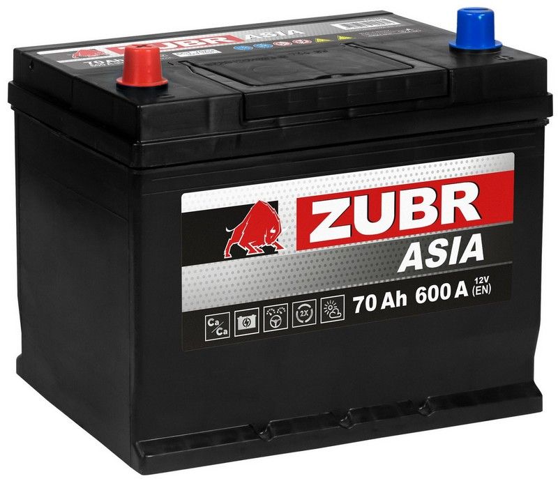 Аккумулятор Zubr Ultra Asia 70 А/ч 600 А прям. пол. Азия авто (261х175х220) с бортиком Фотография ЗУБР ZSA701